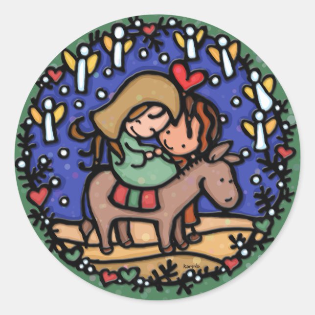 Adesivo Jesus nascer dia de Natal Angels comemorou VERDE (Frente)