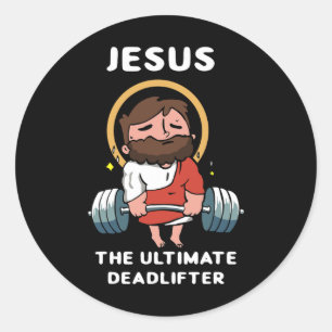 Adesivo Jesus, O Último Deadlifador Engraçado Jesus Lavou