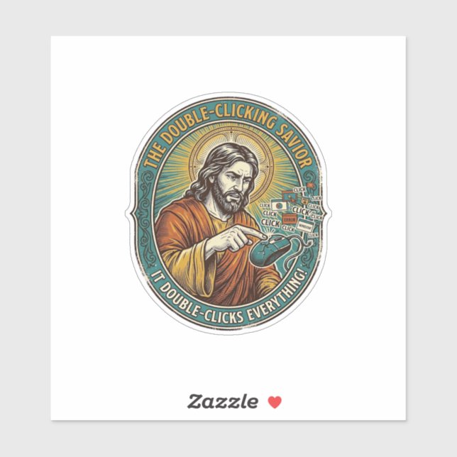 Adesivo Jesus Quebrou o Mouse com Duplo Clique IT Escritór (Folha)