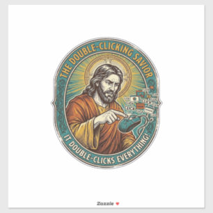 Adesivo Jesus Quebrou o Mouse com Duplo Clique TI Tecnolog