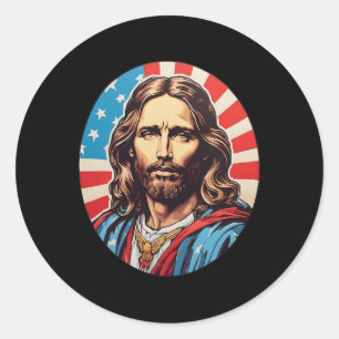 Adesivo Jesus Republicano – Arte Pop Ousado Com Bandeira A