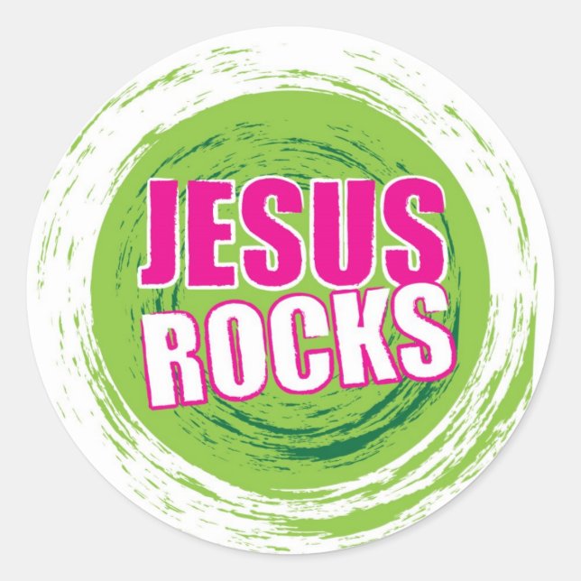 Adesivo Jesus Rocks 3 Green (Frente)