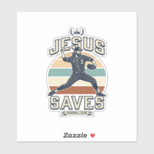 Adesivo Jesus Salva Beisebol Vetor Desenho Cristão Vintage