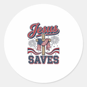 Adesivo Jesus Salva Camisa Cristã Patriótica Vintage Desi