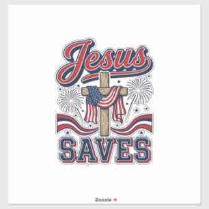 Adesivo Jesus Salva Camisa Cristã Patriótica Vintage Desi