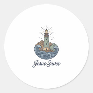 Adesivo Jesus Salva Camiseta Cristã Farol Vintage_1