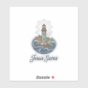 Adesivo Jesus Salva Camiseta Cristã Farol Vintage_1