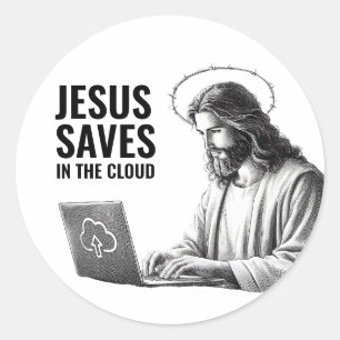 Adesivo Jesus Salva na Nuvem - Piadas Engraçadas de Jesus