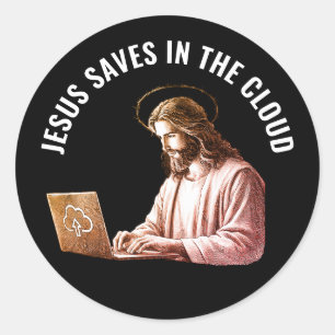 Adesivo Jesus Salva na Nuvem - Quadrado de Meme Engraçado 