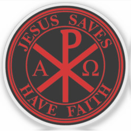 Adesivo Jesus Salva, Tenha Fé - A Cruz Chi-Rho (vermelha)