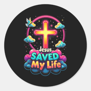 Adesivo Jesus Salvou a Minha Vida Cruz Cristãos Bíblia Rel