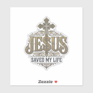Adesivo Jesus Salvou Minha Vida Engraving Vintage Camiseta