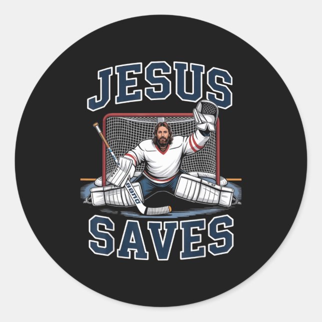 Adesivo Jesus Saves Hockey Player Team God Hockey Lovers H (Frente)