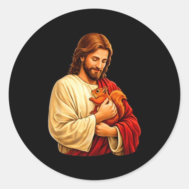 Adesivo Jesus segurando esquilo cristão  (Frente)