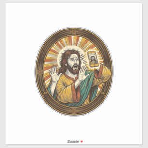 Adesivo Jesus Selfie Acidental com Câmera Frontal e Papada