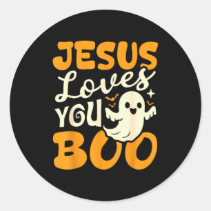 Adesivo Jesus Te Ama Boo Cristão Halloween Fantasma Engraç