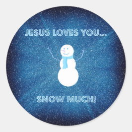 Adesivo Jesus Te Ama Muito Neve! Christian Snowman Blue