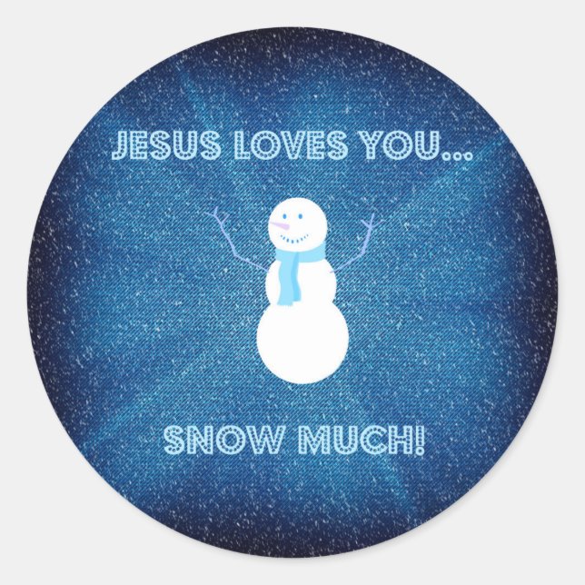 Adesivo Jesus Te Ama Muito Neve! Christian Snowman Blue (Frente)