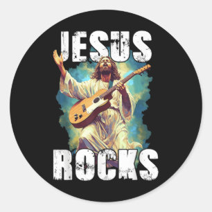 Adesivo Jesus Toca Violão - Cristão Engraçado Toca Rock C