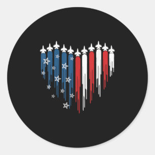 Adesivo Jet Airplane Heart Red White Blue American Flag 4t