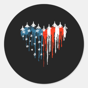 Adesivo Jet Airplane Heart Red White Blue American Flag 4t