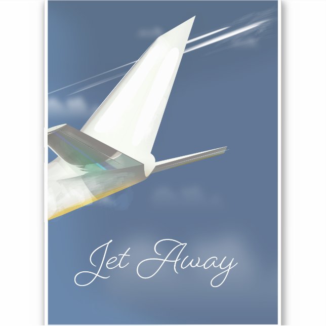 Adesivo Jet Away poster de viagens. (Frente)