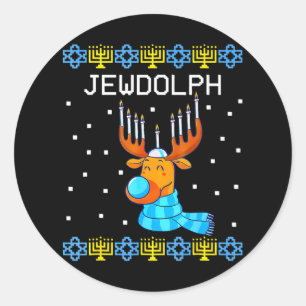 Adesivo Jewdolph Ugly Hanukkah Reindeer Menorah Chanukah