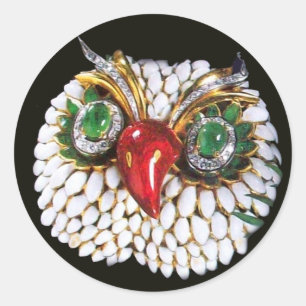 Adesivo JEWEL OWL Ouro,Esmeralda Verde,opala