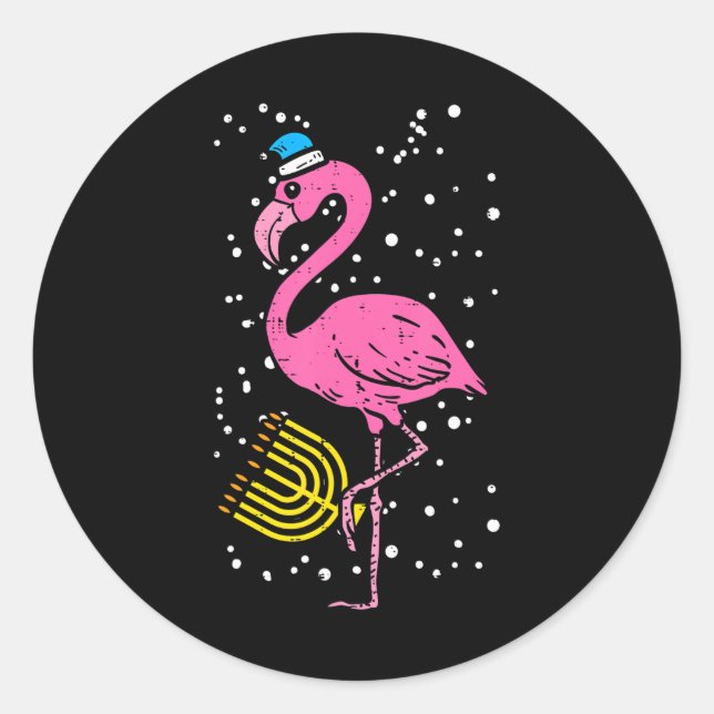 Adesivo Jewingo Flamingo Menorah Bird Lover Hanukkah (Frente)