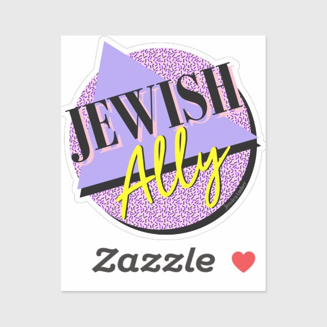 Adesivo Jewish Ally Purple Yellow 90s Typografia Retro (Folha)