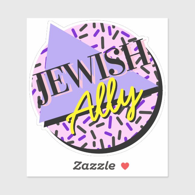 Adesivo Jewish Ally Purple Yellow Retro Slogan (Folha)
