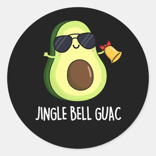 Adesivo Jingle Bell Guac Funny Avocado Pun Dark BG (Frente)
