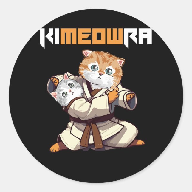 Adesivo Jiu Jitsu Kimura Kimeowra Cute Kawaii Cat Lover Fu (Frente)