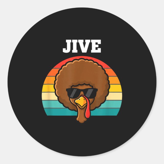 Adesivo Jive Turkey Afro Retro 70s Thanksgiving Turkey Day (Frente)