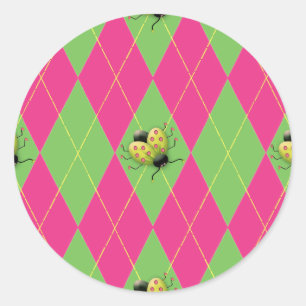 Adesivo Joaninha cor-de-rosa & verde de Argyle