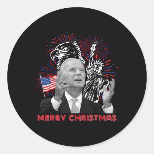Adesivo Joe Biden engraçado Feliz Natal em julho Bandeira