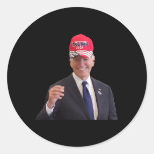 Adesivo Joe Biden engraçado usa boné Trump 2024