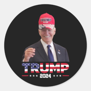 Adesivo Joe Biden Usando Um Chapéu De Trump 1