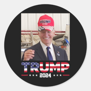 Adesivo Joe Biden Vestindo Um Chapéu De Trump