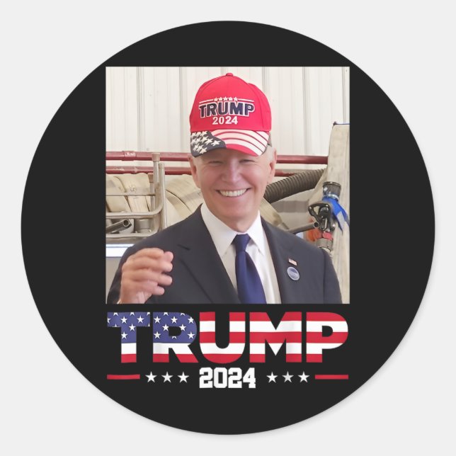 Adesivo Joe Biden Vestindo Um Chapéu De Trump (Frente)