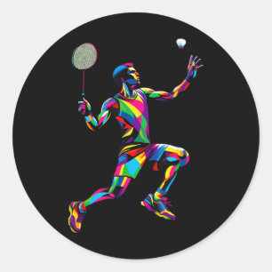 Adesivo Jogador de Badminton Colorido Arte Pop Lançador de