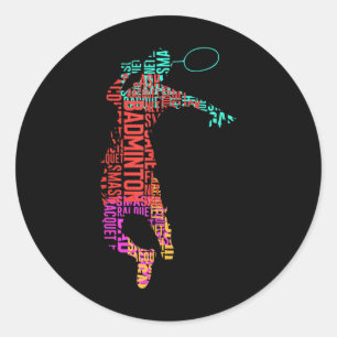 Adesivo Jogador de Badminton Colorido _ Racket do Shuttle