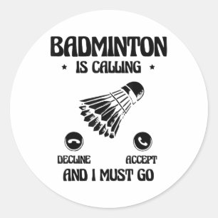 Adesivo Jogador de Badminton Engraçado Amor Shuttle Design