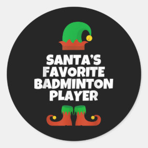 Adesivo Jogador de Badminton Favorito do Papai Noel Chapéu