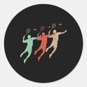 Adesivo Jogador de Badminton Retro Shuttle Vintage Badmi