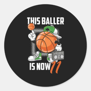 Adesivo Jogador De Basquete De Aniversário De 11, Funny, 1