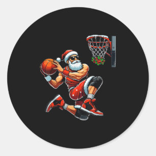 Adesivo Jogador de Basquete papai noel Dunking Natal Bas