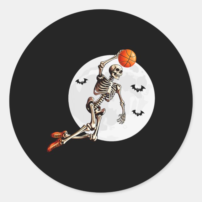Adesivo Jogador de basquete Skeleton Dunk Lua de Halloween (Frente)