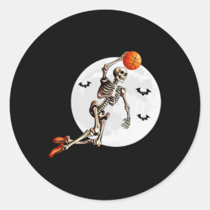 Adesivo Jogador de basquete Skeleton Dunk Lua de Halloween