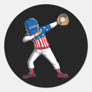 Adesivo Jogador de beisebol Dabbing 4 de julho EUA Bandeir